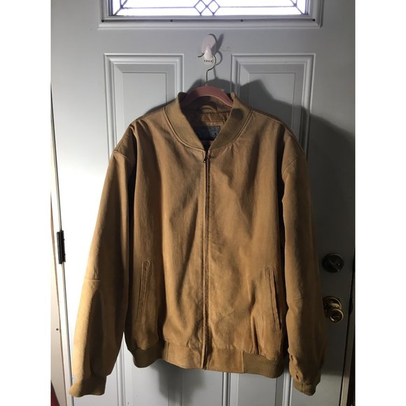 New York Classics tan genuine leather zip front jacket with pockets size XL - Picture 1 of 7